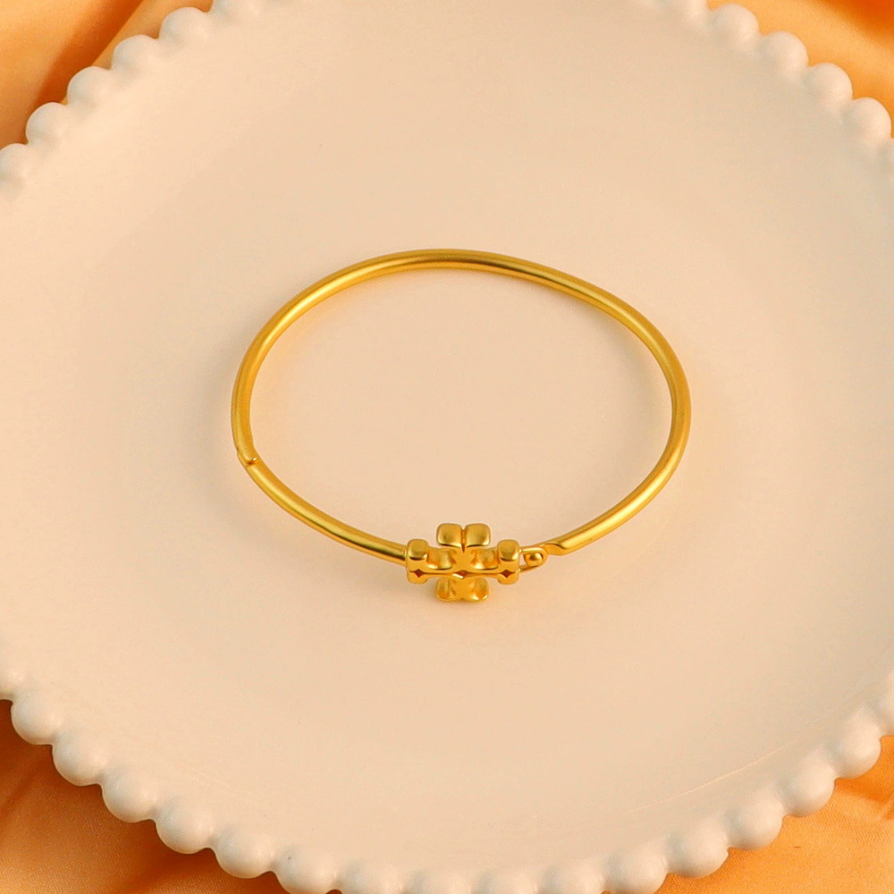 Tory Burch Copper Gold Plated Large Open Letter Bracelet